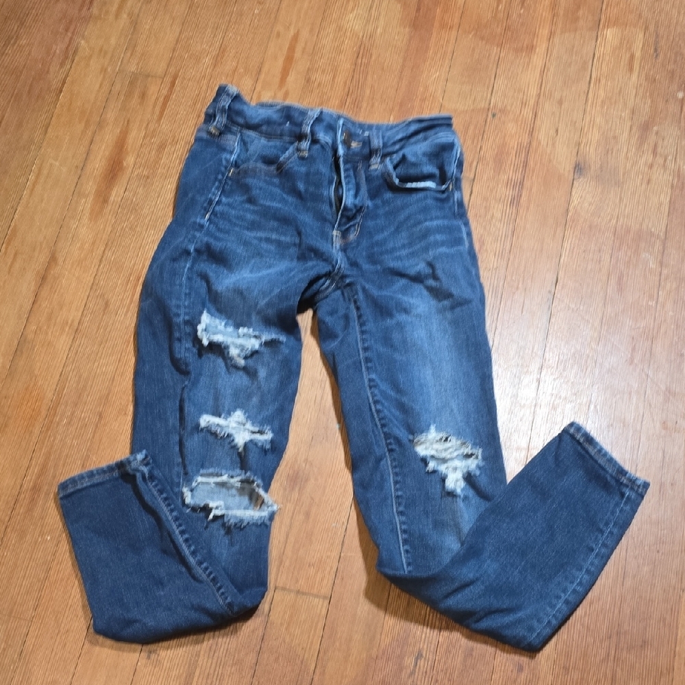 American Eagle Outfitters Blue Boyfriend Jeans Distressed